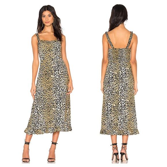 NEW Faithfull the Brand Noemie Midi Dress Le Cinq Animal Print Leopard Cheetah - Picture 1 of 10